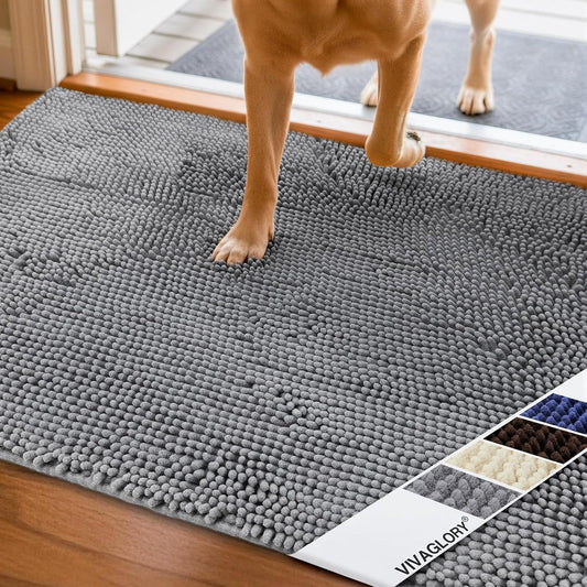 Cat Litter Mat, Litter Trapping Mat, 35"× 25" Cat Kitty Litter Rug with Waterproof Back, Super Soft for Cat'S Paws, Machine Washable, Grey
